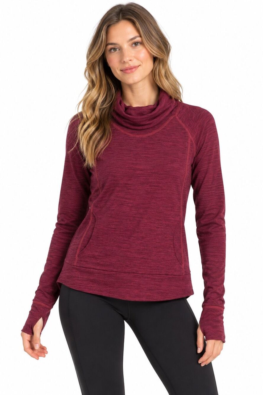 KÜHL Lea Pullover Burgundy Cowl Neck Long Sleeve Top Thumbhole Medium